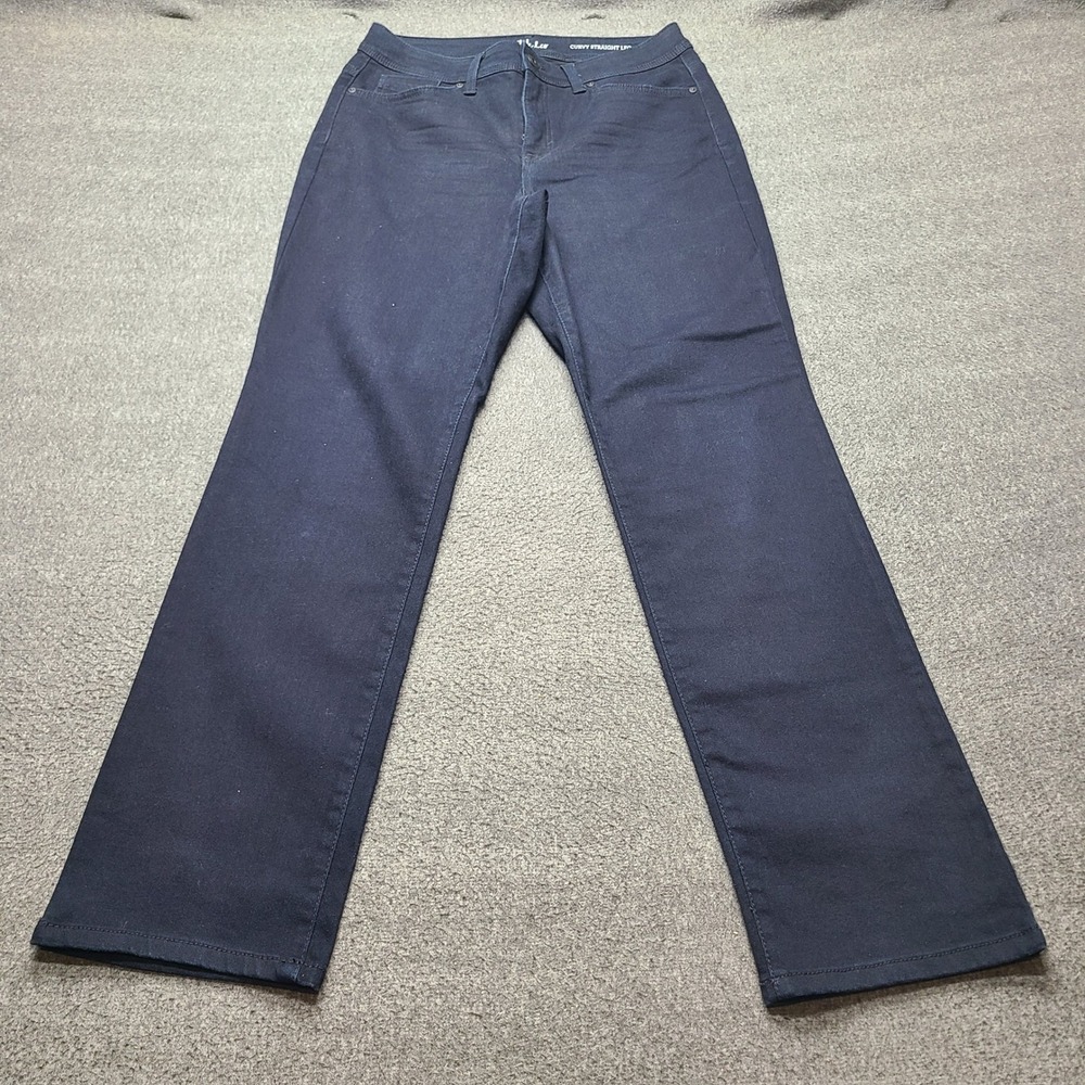 Style & Co Curvy Straight Leg Jeans Womens 8 Navy Blue Stretch High Rise